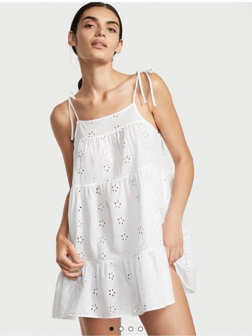 Victoria's Secret White Eyelet Tie-Shoulder Swim Coverup